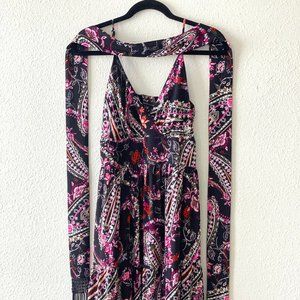 White House Black Market | Long Maxi Dress Black Floral / Paisley